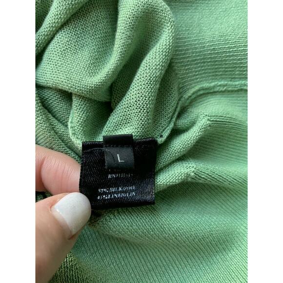 ROBERT RODRIGUEZ Sage Green Tunic Half Sleeve Knit Top Designer Bow Silk L - Picture 7 of 7